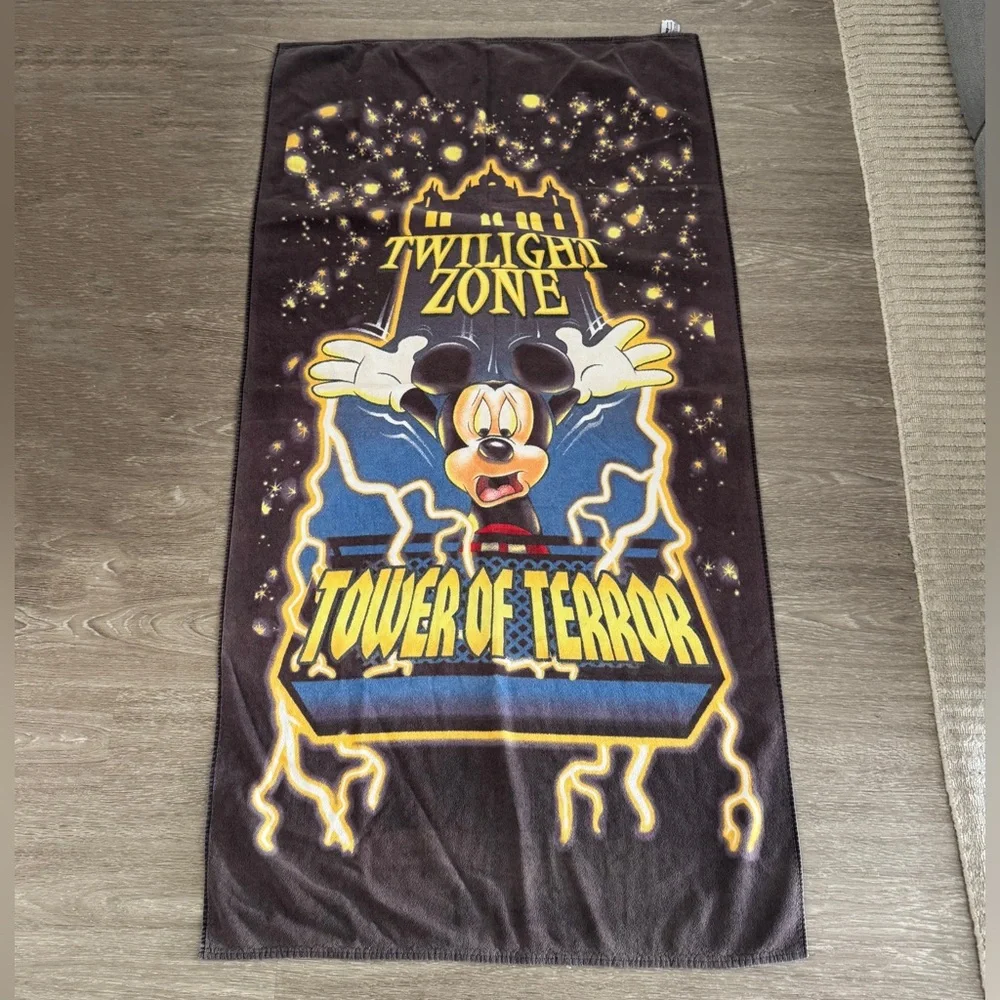 Vintage 90s Disney Mickey Mouse Twilight Zone Tower of Terror Beach Towel